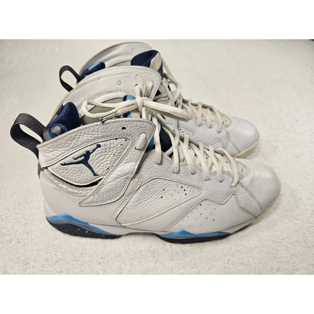 AIR JORDAN 7 VII RETRO USED SIZE 12 WHITE FRENCH BLUE FLINT GREY 304775-107 - Picture 2 of 9